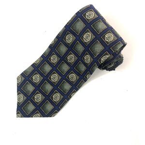 Parisian by J.Z. Richards All Silk Tie America Geometric Medallion Blue Green US